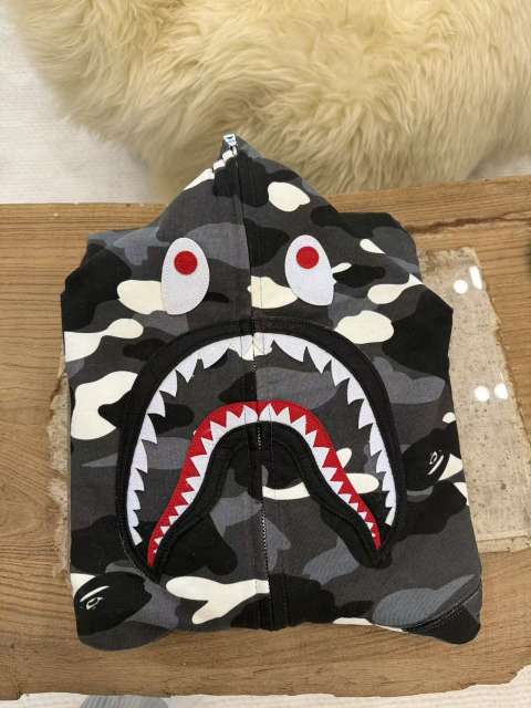 [Best Quality] 1:1 Bape Full City Camo Shark Hoodie glow in the dark