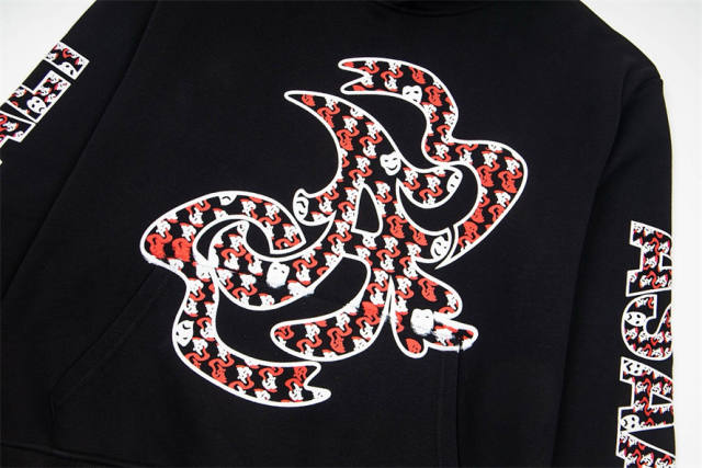 Asaali Snake Pattern Graphic Pullover Hoodie
