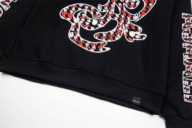 Asaali Snake Pattern Graphic Pullover Hoodie