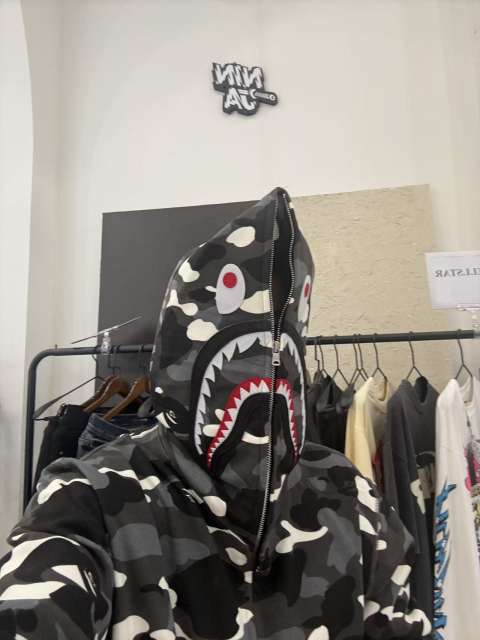 [Best Quality] 1:1 Bape Full City Camo Shark Hoodie glow in the dark