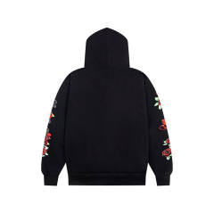 Asaali Red Rose Graphic Zip‑Up Hoodie