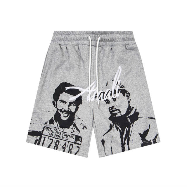 ASAALI Dual‑Portrait Graphic Sweat Shorts