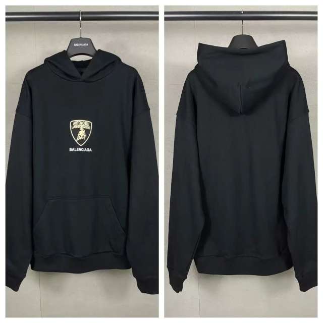 BLCG Black Lamborghini Co‑Branded Chest‑Logo Pullover Hoodie
