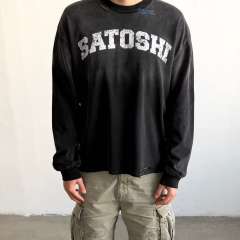 Satoshi Letters Broke Long Sleeve Black And White