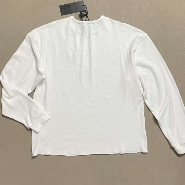 Satoshi Men Satoshi Nakamoto Letter Waffle Knit Long Sleeve Tee White