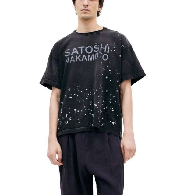 Satoshi White Spot Holes Shirt Washed Black