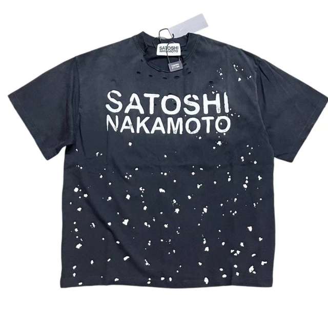 Satoshi White Spot Holes Shirt Washed Black