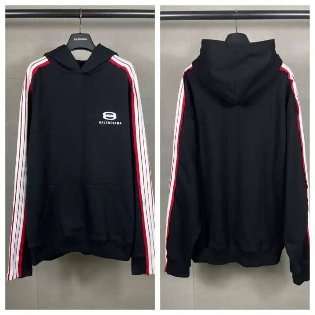 BLCG Black Side‑Stripe Small‑Logo Pullover Hoodie