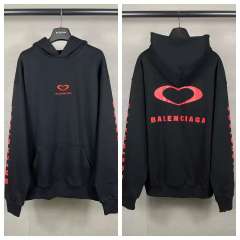 BLCG Black Red Heart Logo Double?Sided Print Pullover Hoodie