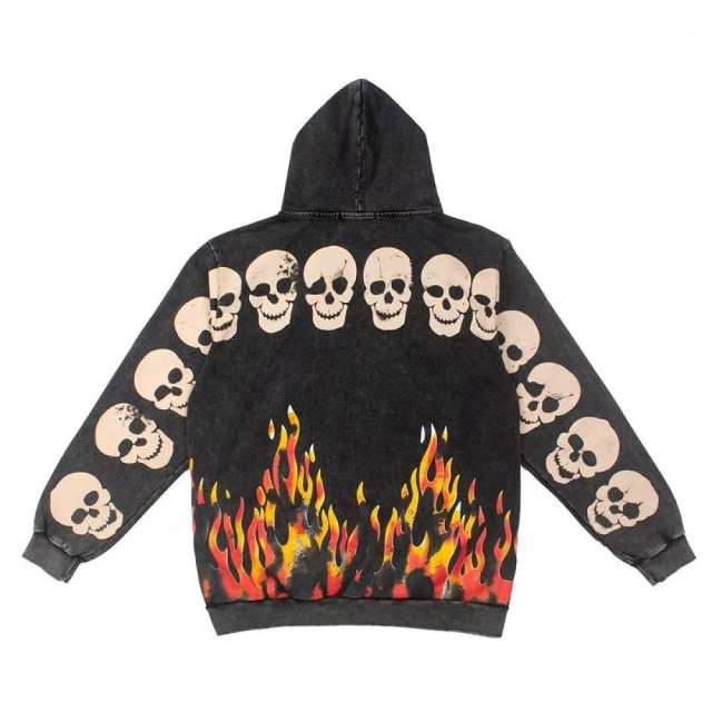 Satoshi Fire Skull Zip Up Jacket