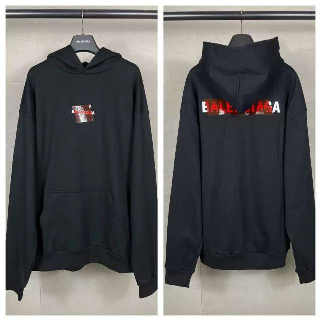 BLCG Black Tape Style Sticker Graphic Pullover Hoodie