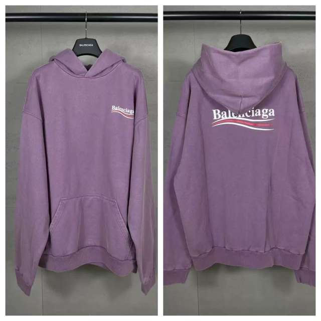 BLCG Washed Purple Small‑Logo Front‑Back Print Pullover Hoodie