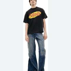 Satoshi Red Letters Yellow Print Shirt