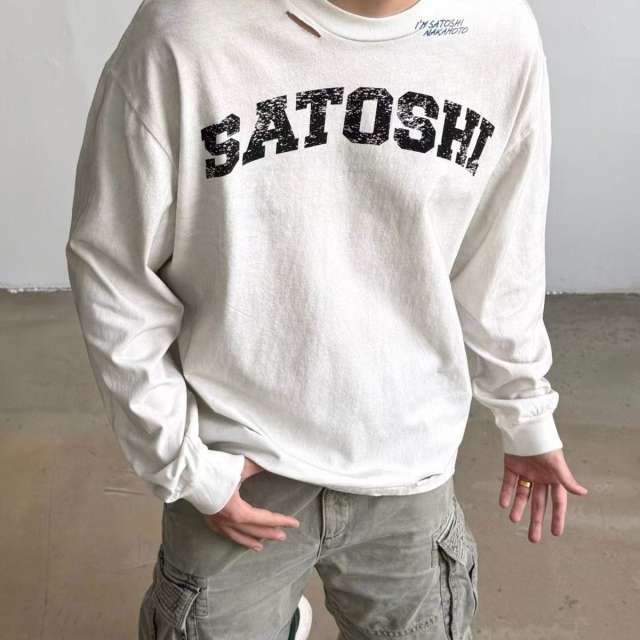 Satoshi Letters Broke Long Sleeve Black And White