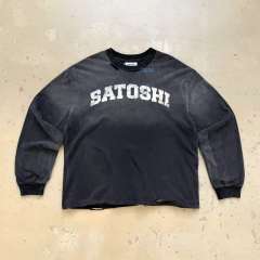 Satoshi Letters Broke Long Sleeve Black And White