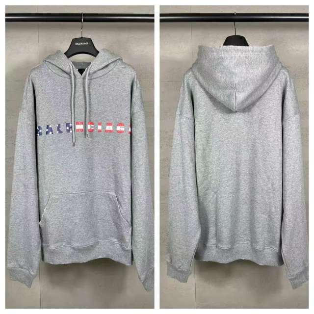 BLCG Heather Gray US Flag Pattern Logo Pullover Hoodie