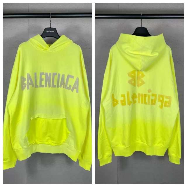 BLCG Neon Yellow Distressed Frayed Letter Pullover Hoodie