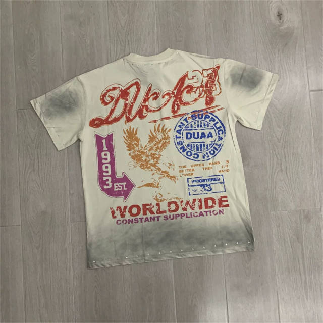 DUAA Upper Hand Rhinestone Distressed Cotton T-Shirt