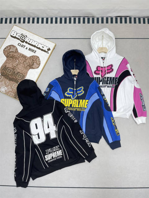 Sup Fox Racing Zip Up Hooded Sweatshirt Hoodie