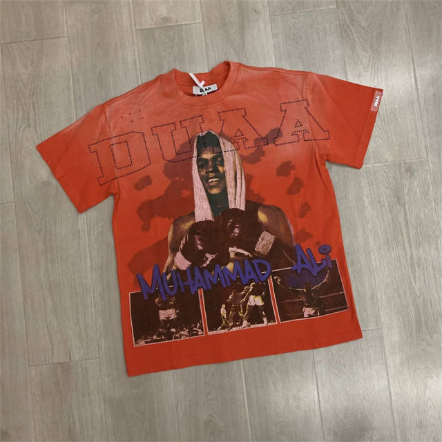 DUAA Vintage Boxer Graphic Rhinestone Distressed T-Shirt