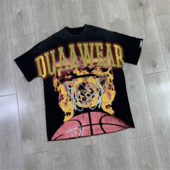DUAA Vintage Basketball Graphic Rhinestone Washed Cotton T-Shirt