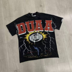 DUAA Vintage Lightning Letter Graphic Washed T-Shirt