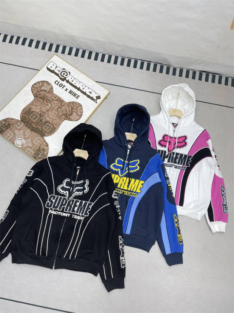 Sup Fox Racing Zip Up Hooded Sweatshirt Hoodie