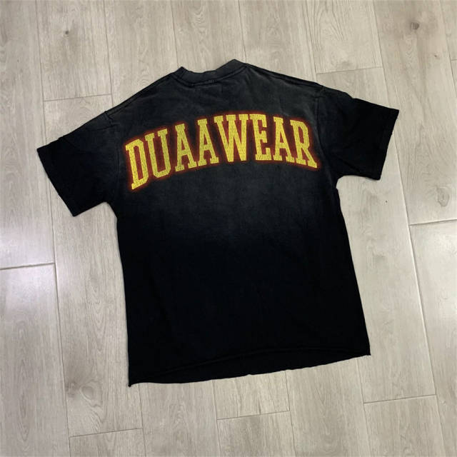 DUAA Vintage Basketball Graphic Rhinestone Washed Cotton T-Shirt