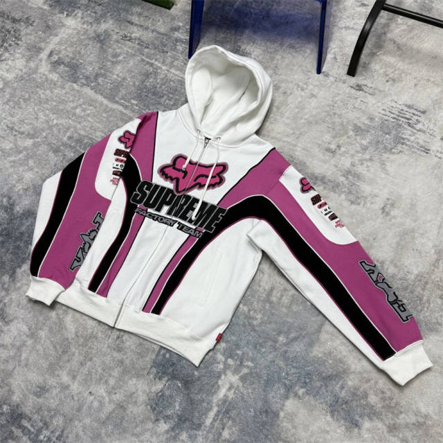 Sup Fox Racing Zip Up Hooded Sweatshirt Hoodie