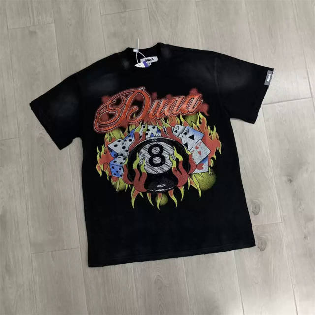 DUAA Flame Graphic Rhinestone Washed Vintage T-Shirt