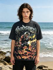 Alien Warrior vintage washed printed short-sleeved shirt 29033392
