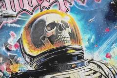 Space Astronaut Skeleton Rose Vintage Black Short-Sleeve T-Shirt 29052465