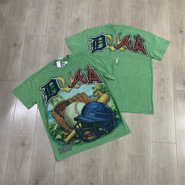 DUAA Tropical Rhinestone Graphic Washed T-Shirt