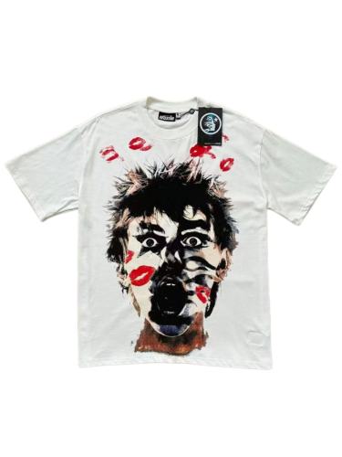 Portrait Lip Print Retro Pure Cotton Short Sleeve T-Shirt Tee 29031476