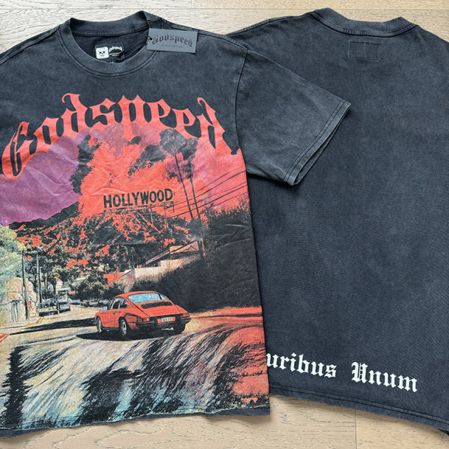 Hollywood sports car black vintage short-sleeved T-shirt 29046928