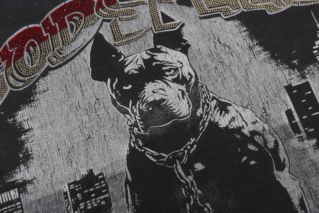 Bulldog New York City Black and Green Distressed Short-Sleeve T-Shirt 29052378