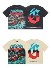 28470961 Skull Seaside Vacation Print Washed Version Tee 2 colors