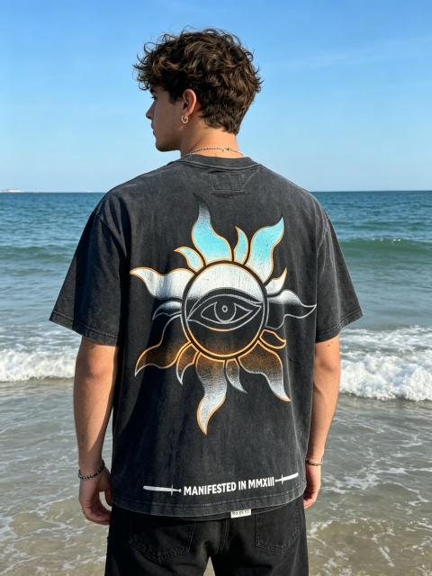 Alien Warrior vintage washed printed short-sleeved shirt 29033392