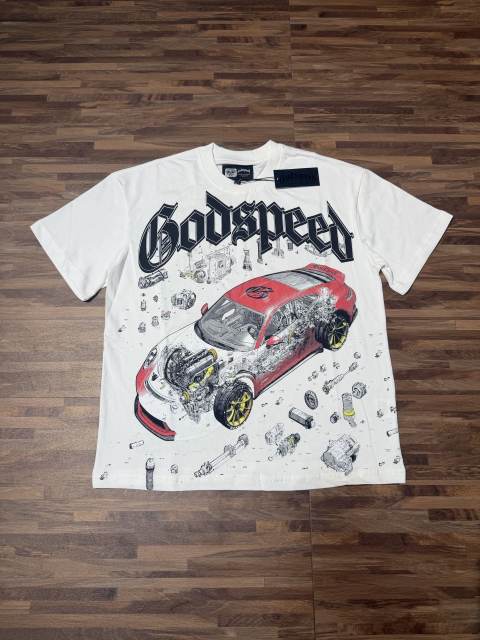 Modified car parts G logo white short-sleeved T-shirt 29047408