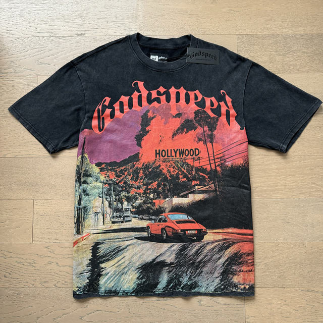 Hollywood sports car black vintage short-sleeved T-shirt 29046928