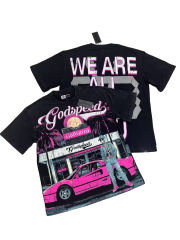 28429035 Convenience Store Skull Print Washed Version Tee 2 colors