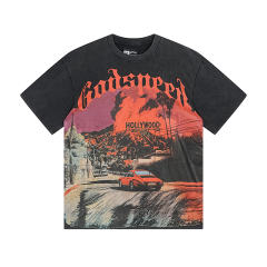 Hollywood sports car black vintage short-sleeved T-shirt 29046928