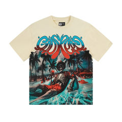 28470961 Skull Seaside Vacation Print Washed Version Tee 2 colors