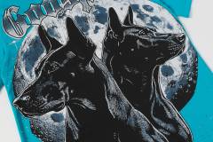 Double Doberman Pinscher Full Moon Lake Blue Distressed Short-Sleeve T-Shirt 29053396