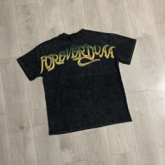 DUAA Rhinestone Washed Distressed Cotton Streetwear T-Shirt