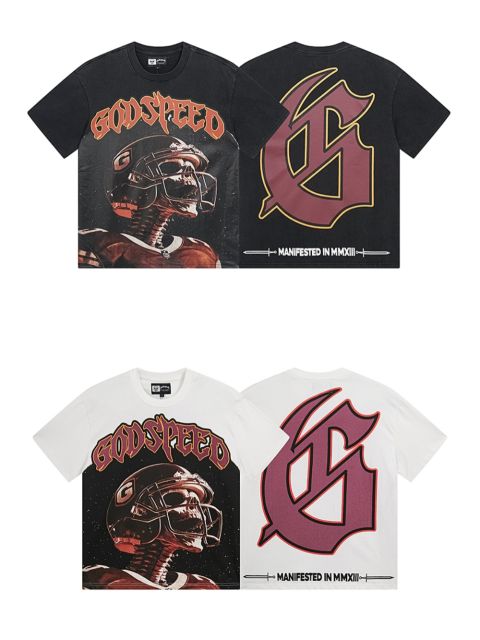 28357132 Skull Athlete Print Washed Version Tee 2 colors