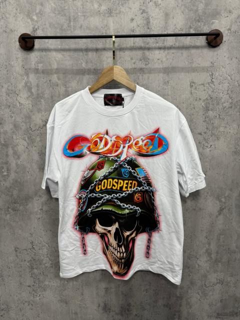 Vintage military style steel helmet skull 3D gradient slogan distressed T-shirt 29053409