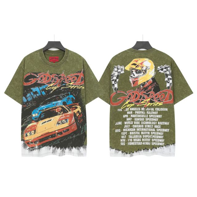 Skeleton Racing Print Washed Version Tee 2 colors 28696498