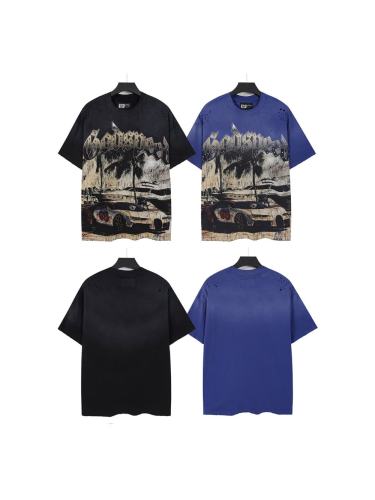 Miami Supercar Yacht Rhinestone Print Washed Tee 2 colors 29106670