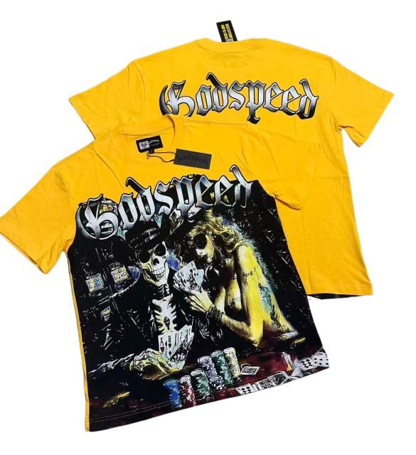28487062 Skeleton Beauty Playing Cards Printed Washed Version Tee 2 colors